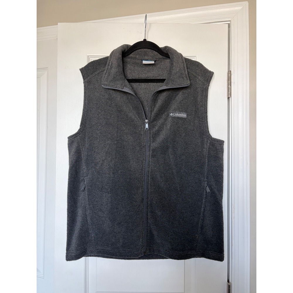 Columbia Womens Fleece Vest Charcoal Gray Full Zip AM1535 Medium